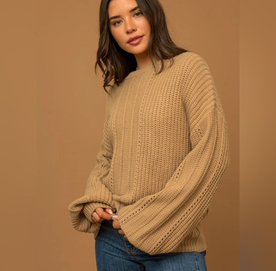 Eyelet Long Sleeve Pullover