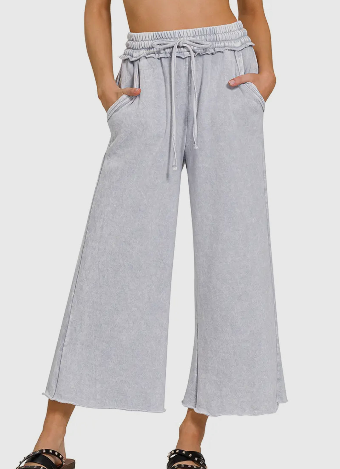 Zenana Crop Wide Leg Sweatpants