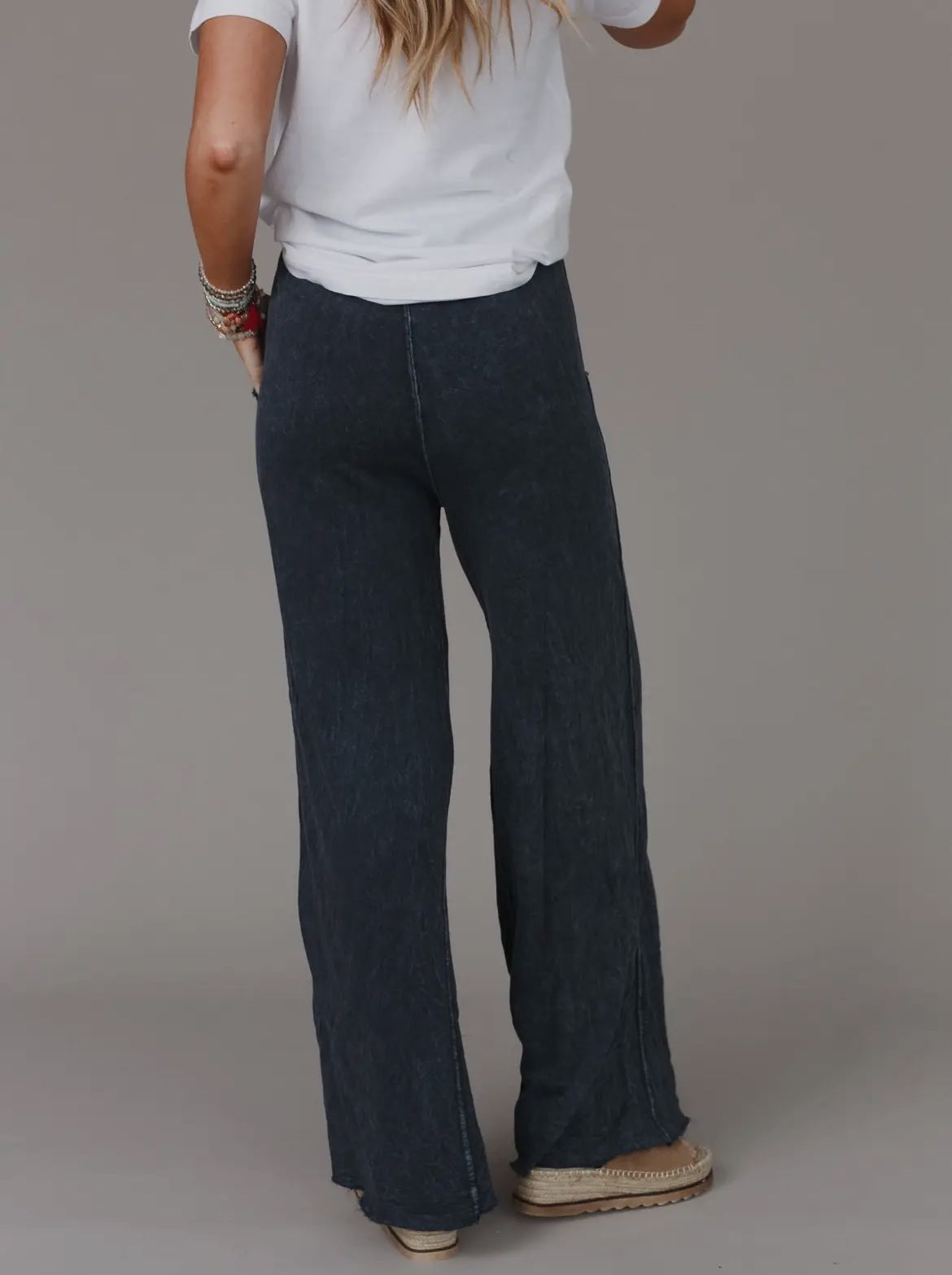 Wide Leg Pants-Navy