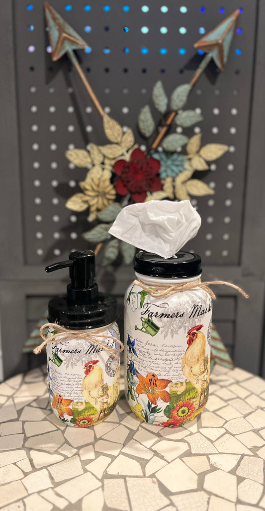 Tissue Jar and Lotion/Soap dispenser Set