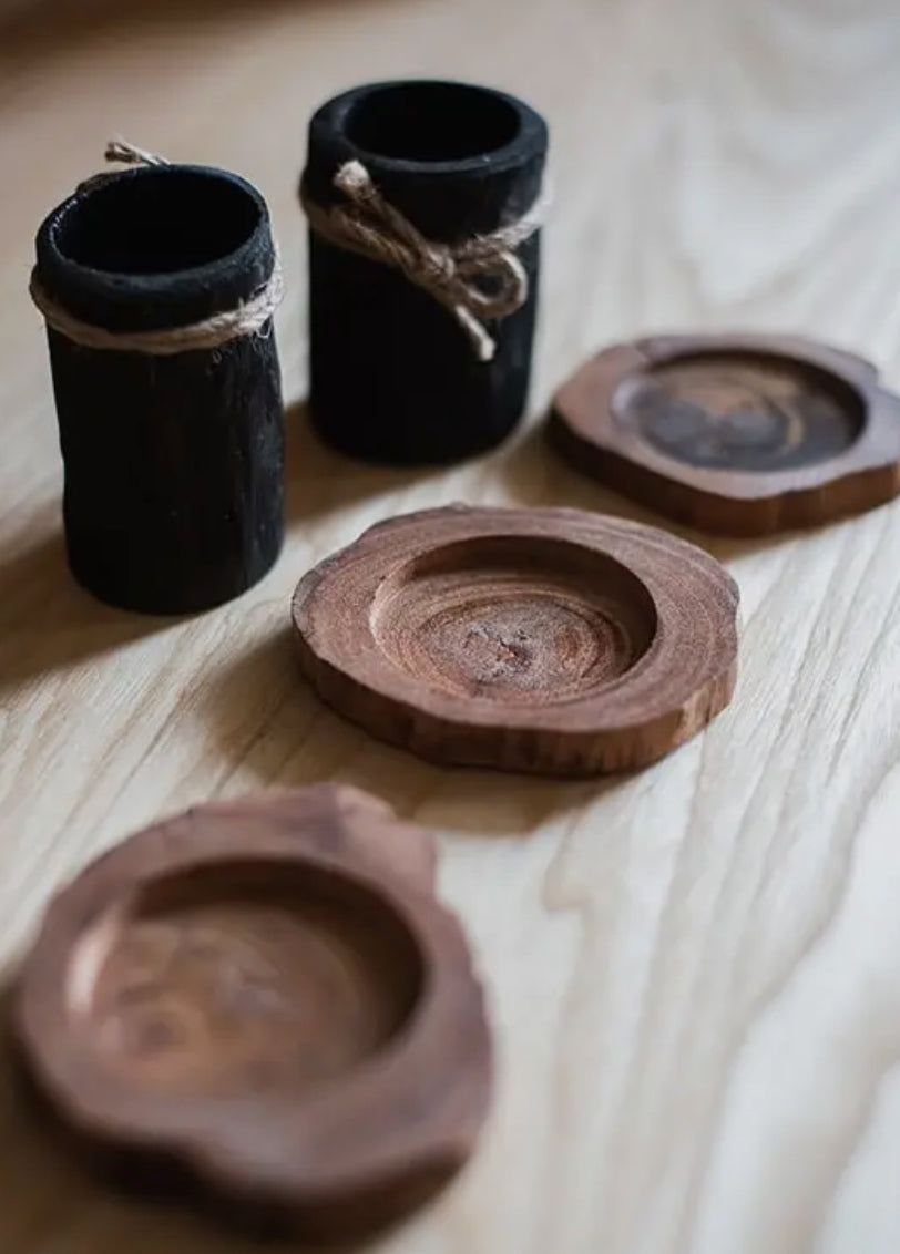 Charcoal Planter with Wood Tray