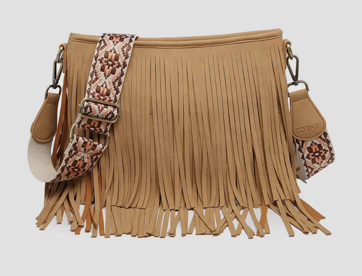 Suede Fringe Bag with Guitar Strap