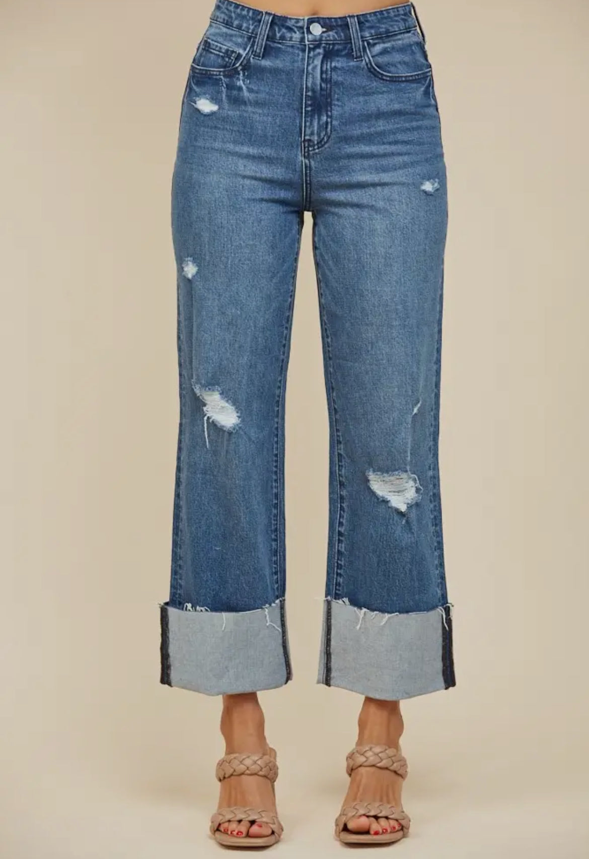 Medium Wash Cuff Denim