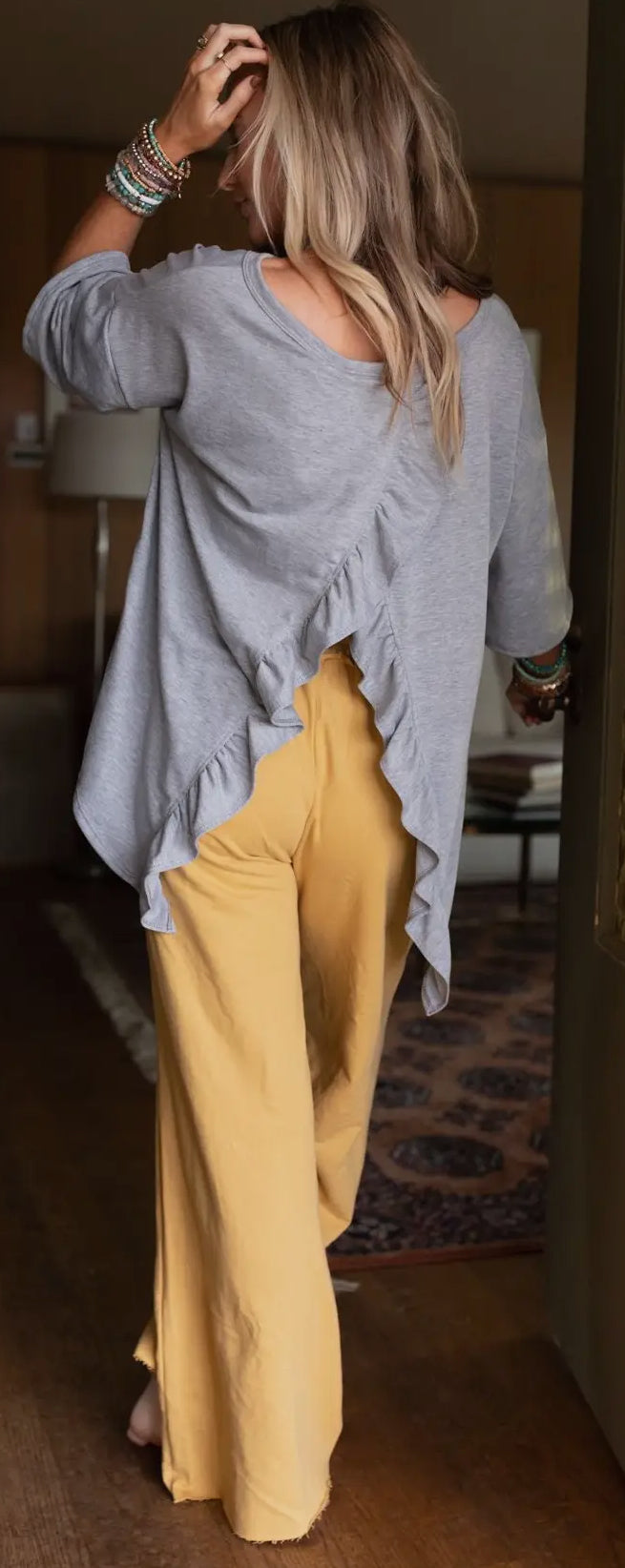 High Low Tee with back Ruffle