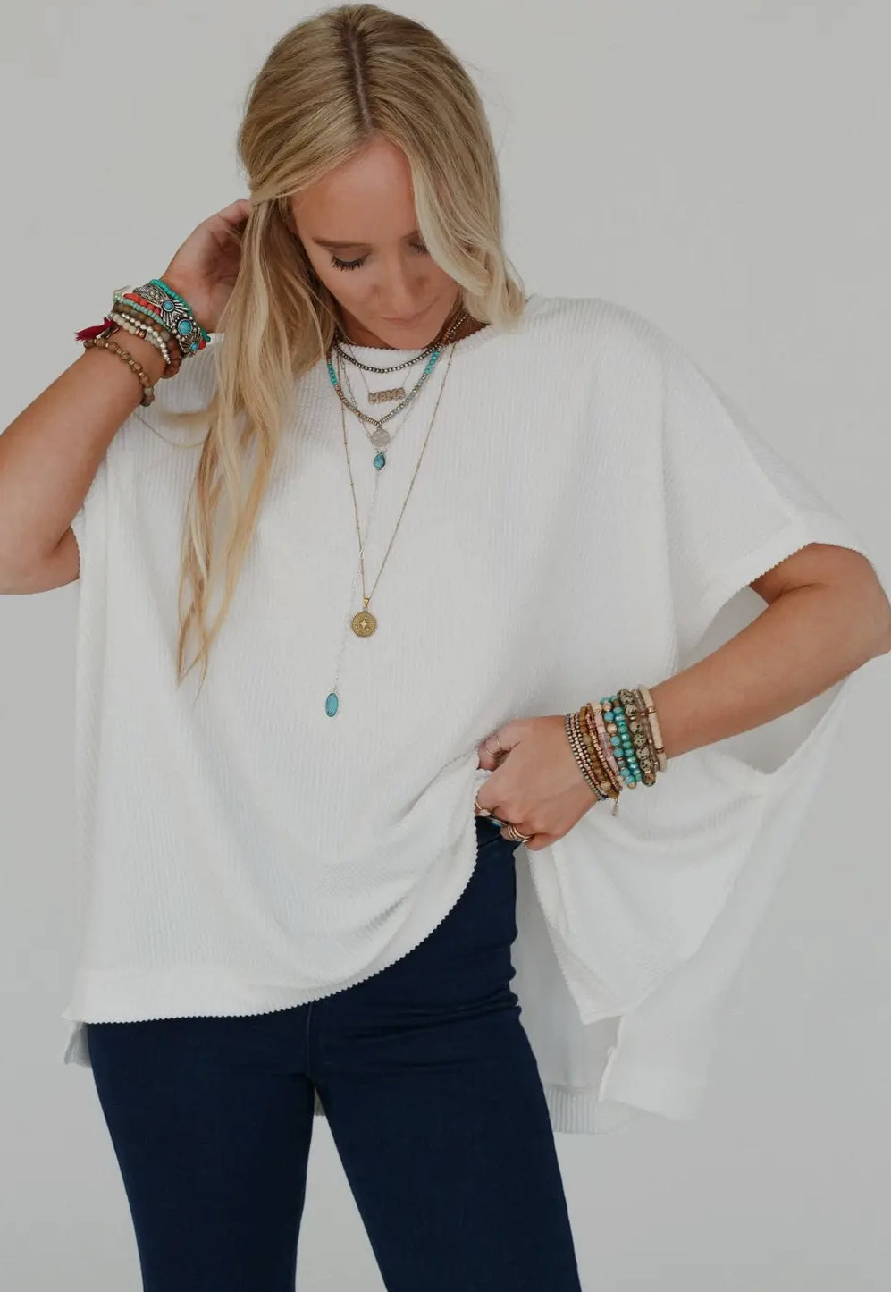 Crew Neck Texture Knit Top