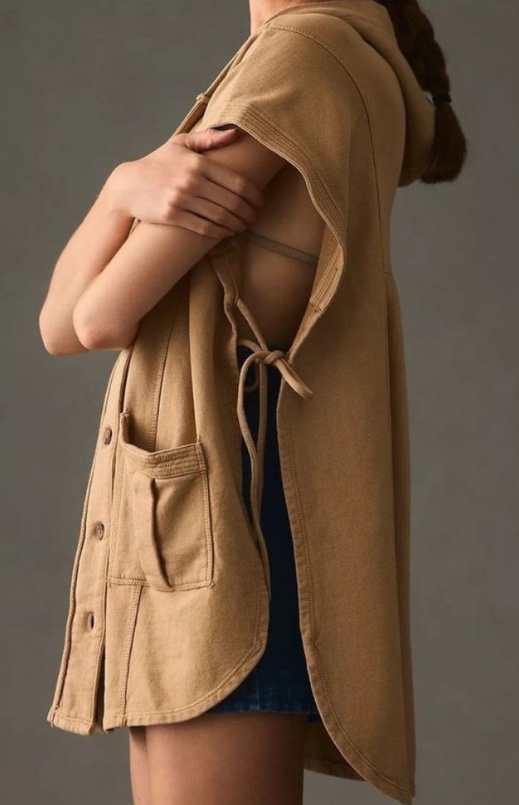 Side tie, Button front Poncho