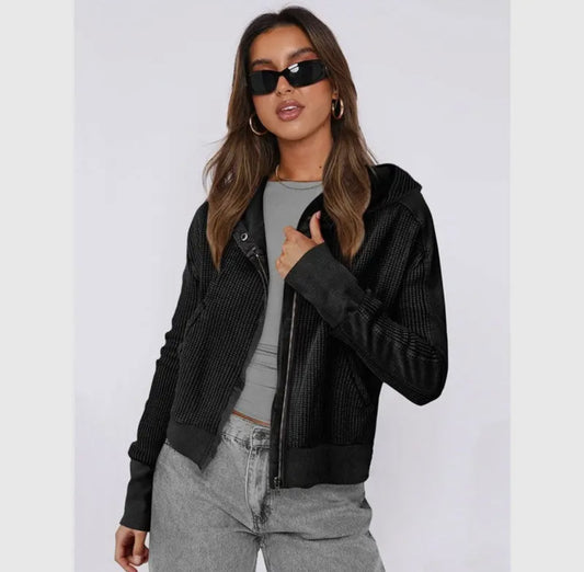 Zip-up Knit Sweatshirt with hood