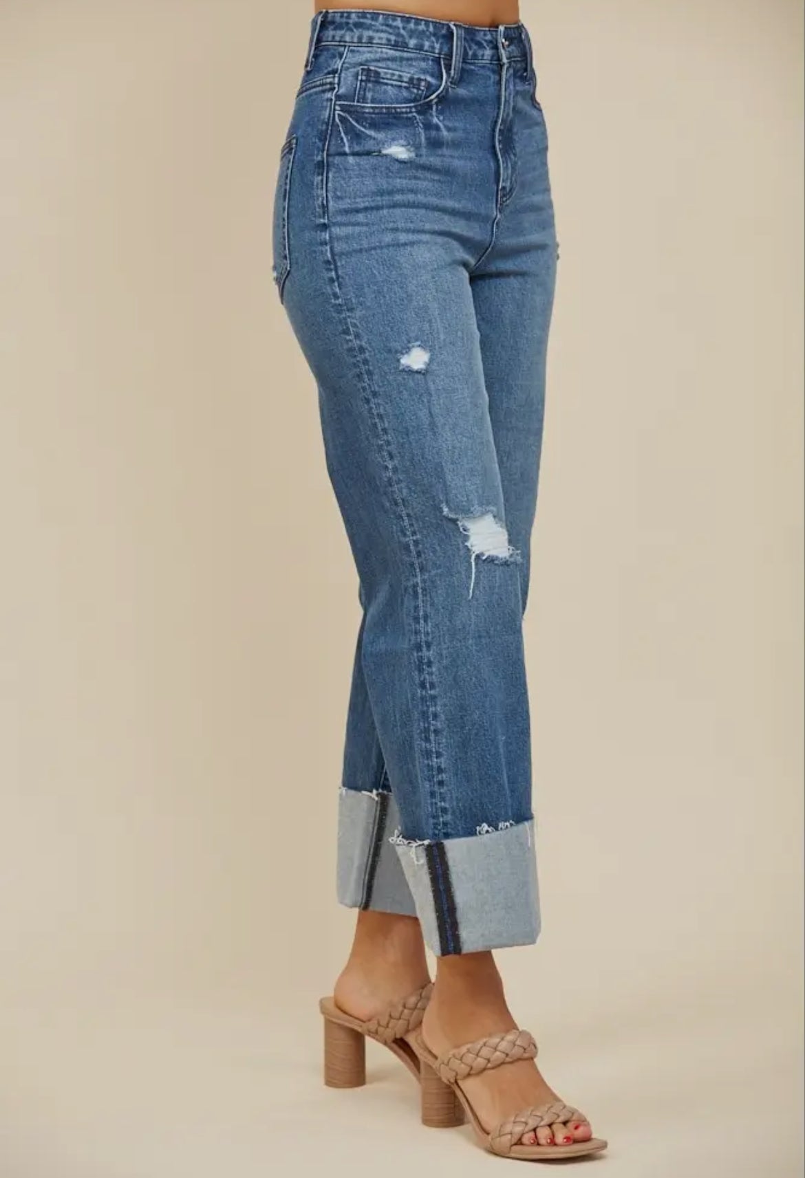 Medium Wash Cuff Denim
