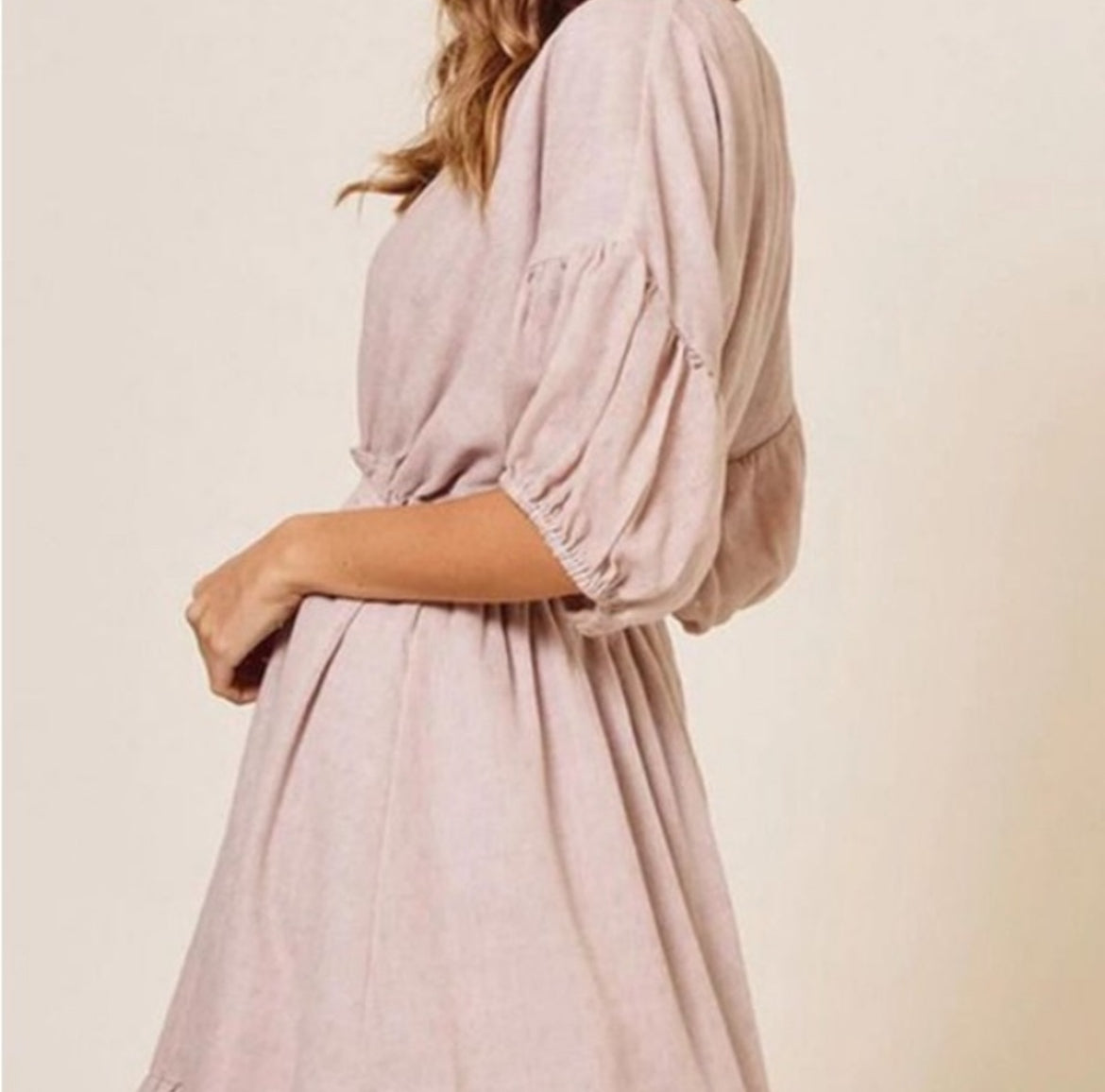 Taupe Short Sleeve Elastic Waist Mini