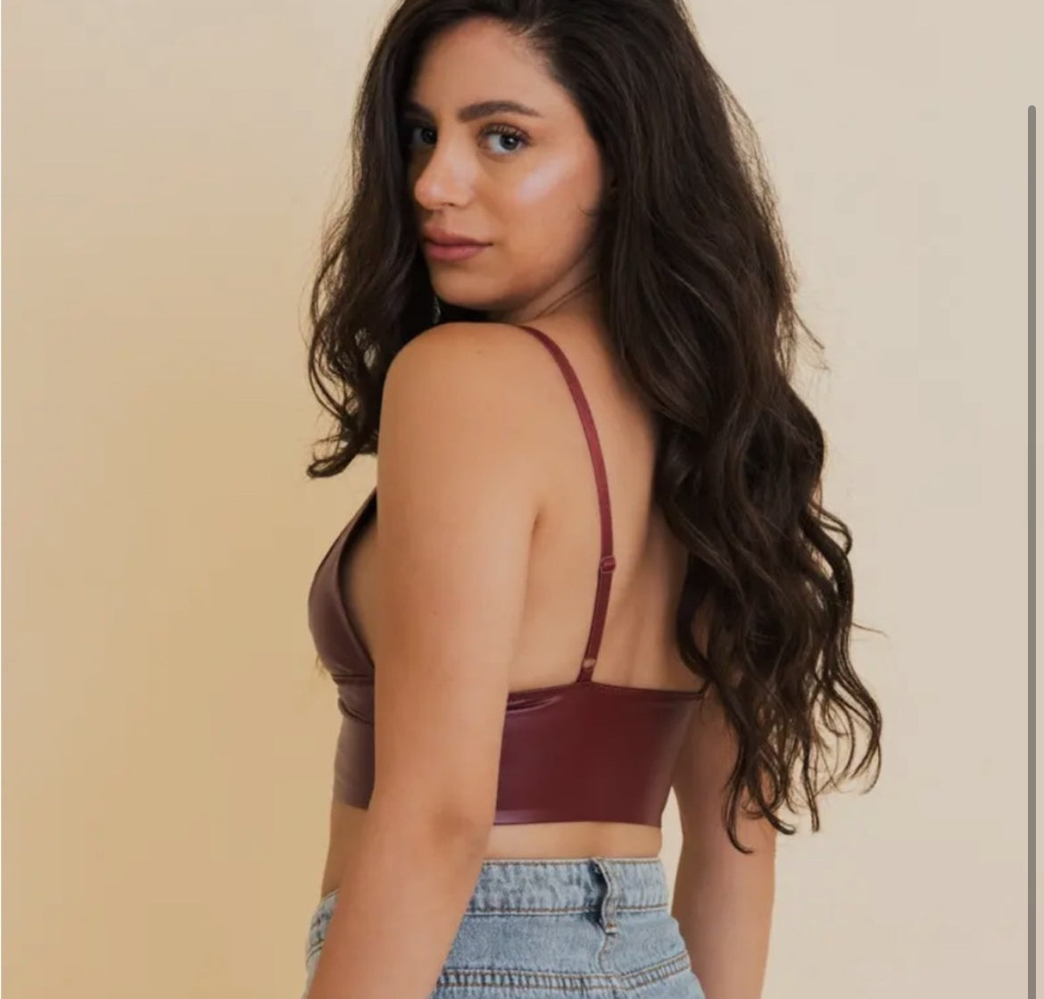 Vegan Leather Longline Bralette