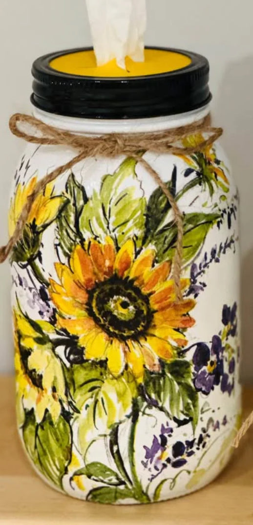 Sunflower and Lavender tissue holder-jar only