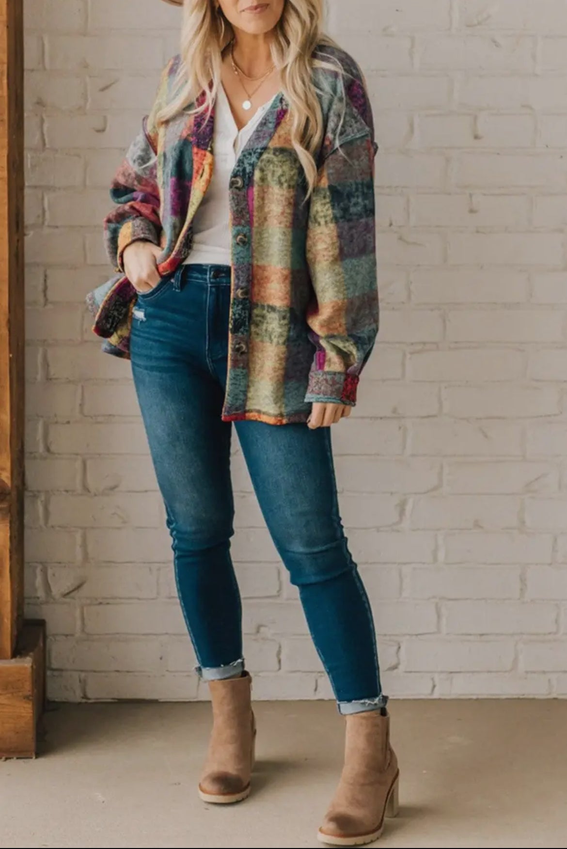 Colorful Checker Button Jacket