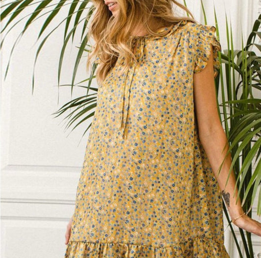 Shimmer Ruffle Floral Mini