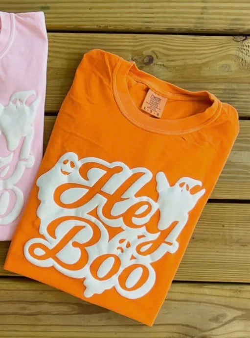 Hey Boo Tee in Orange