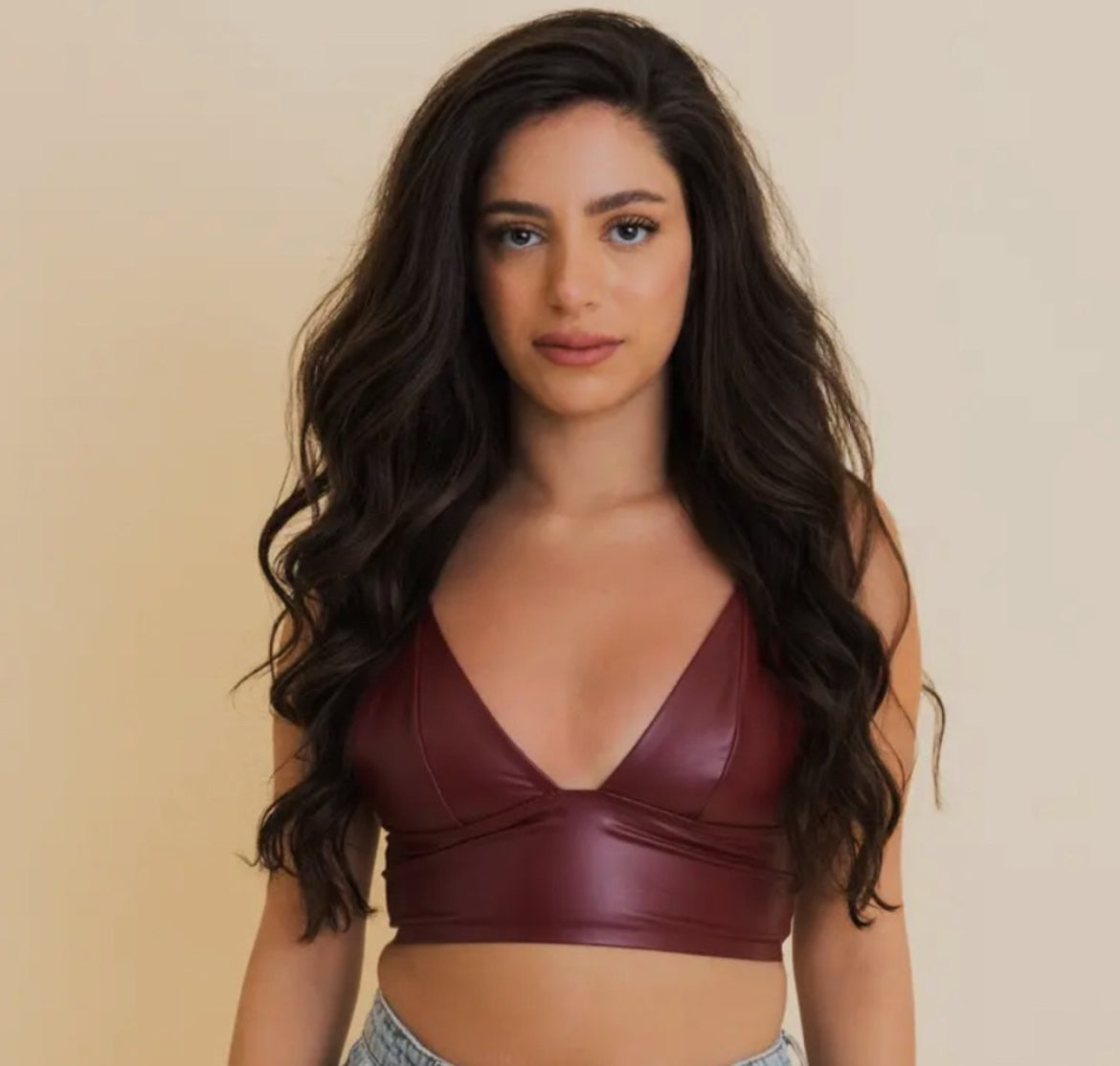 Vegan Leather Longline Bralette
