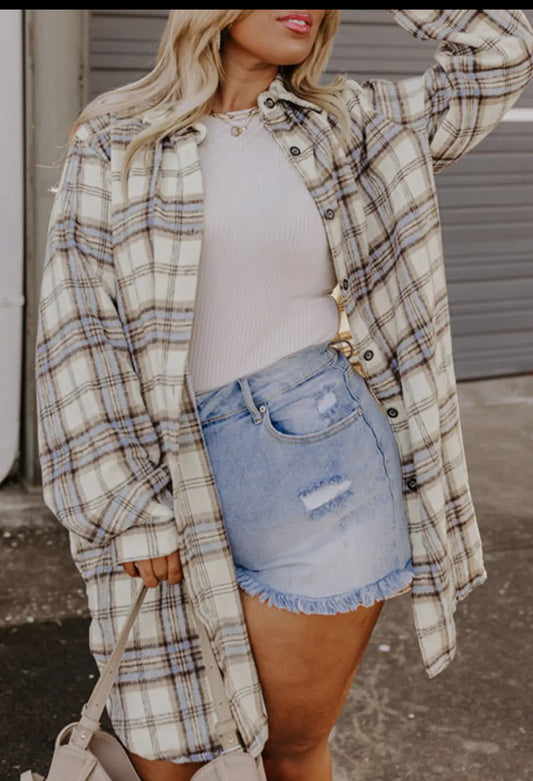 Plaid Shacket (Plus Size)
