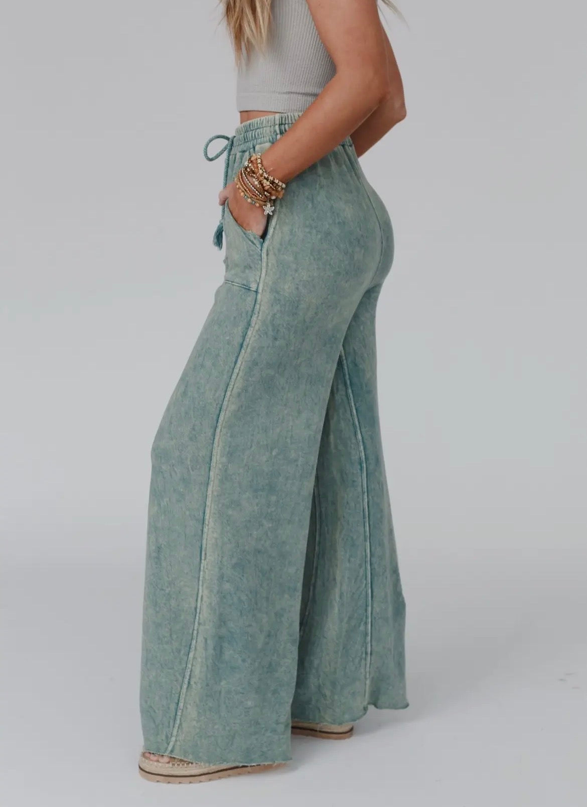 Wide Leg Pants-Teal