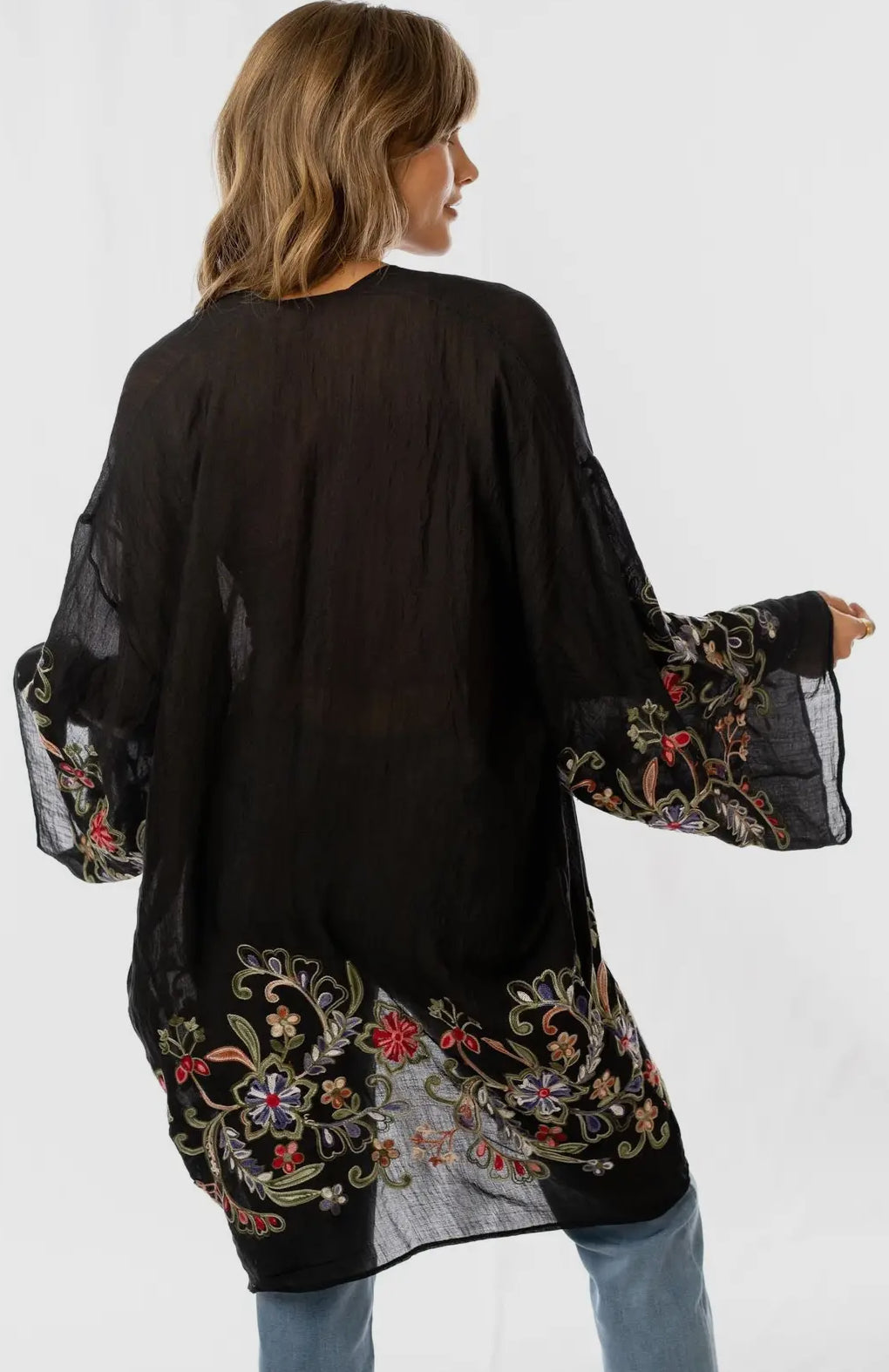 Floral and Black Kimono