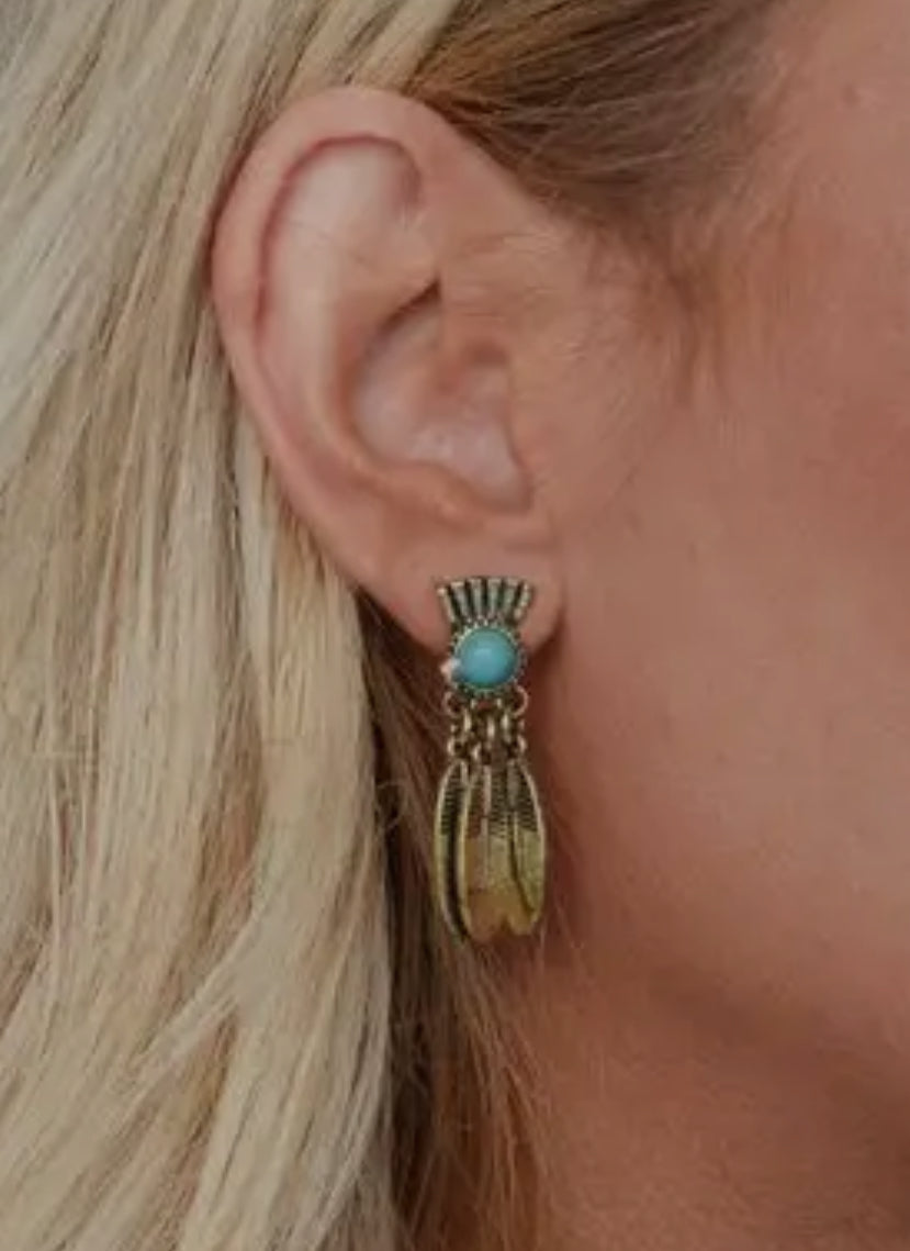 Ancient Aztec Earrings in Bronze