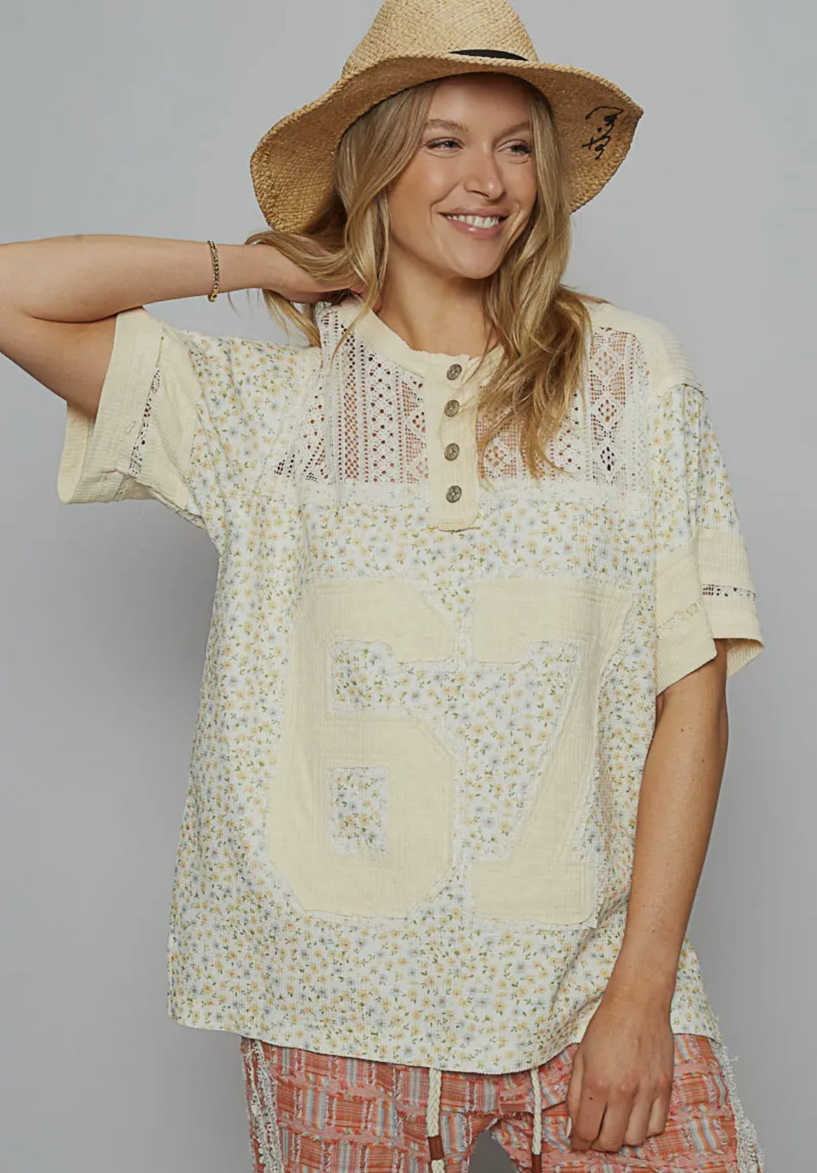 POL Floral Lace Thermal Tee