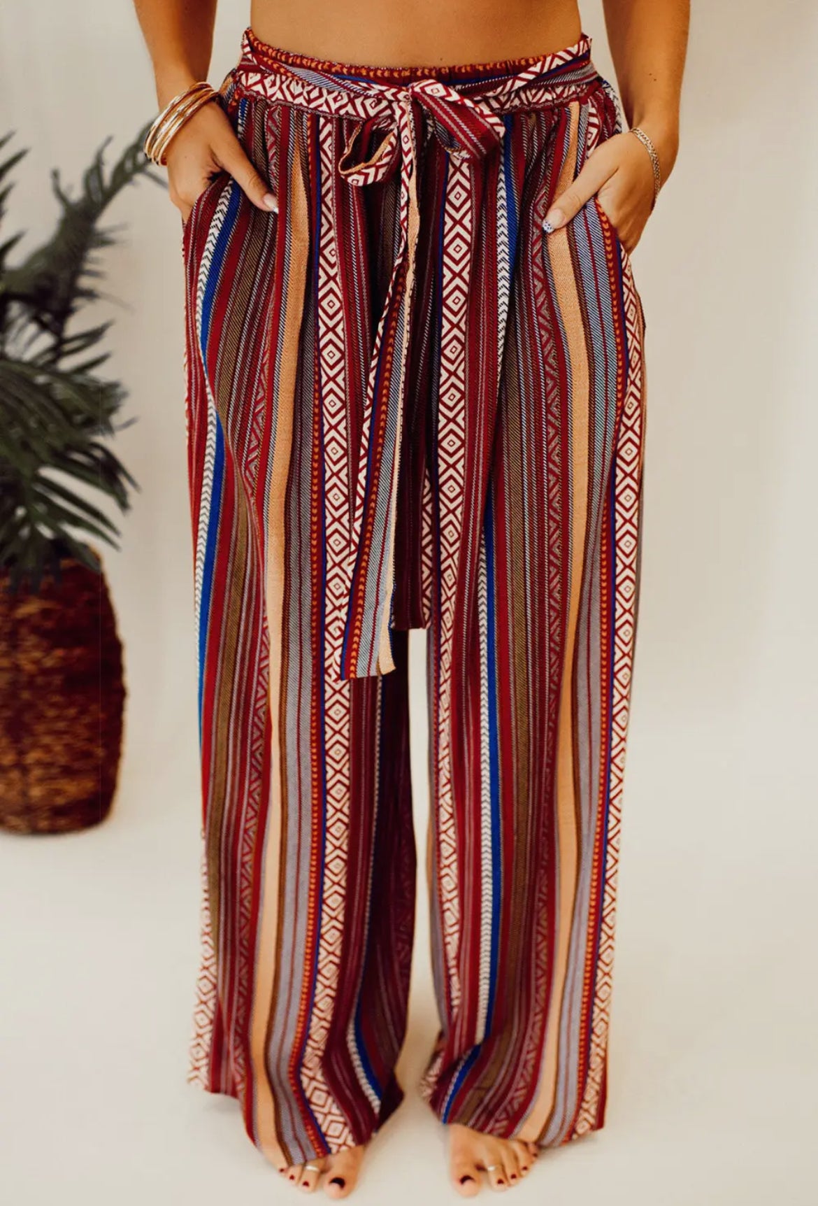 Boho Striped Wide Leg Pants