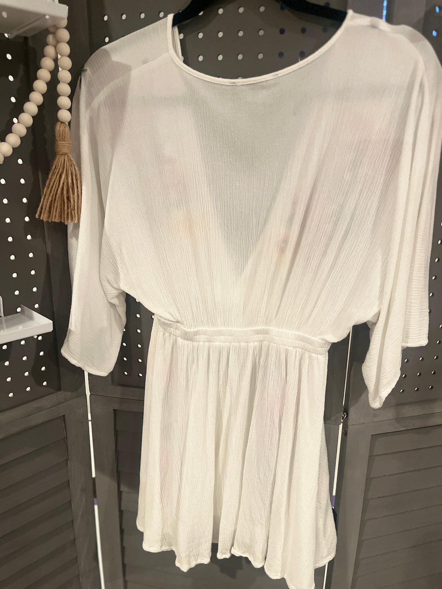 White & Floral Swim Coverup