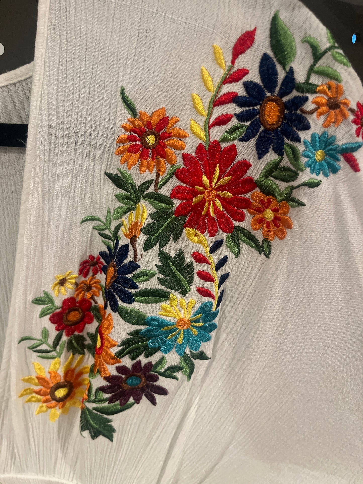 White & Floral Swim Coverup