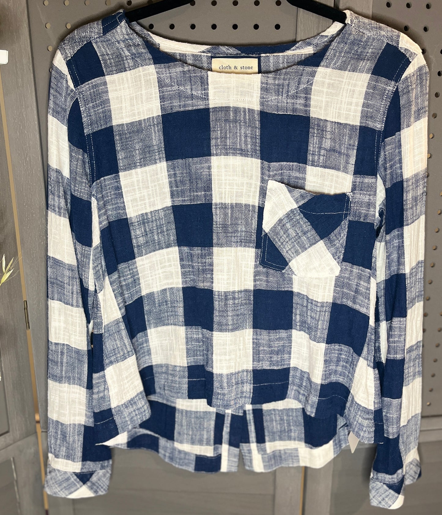 Blue Plaid Linen Long Sleeve