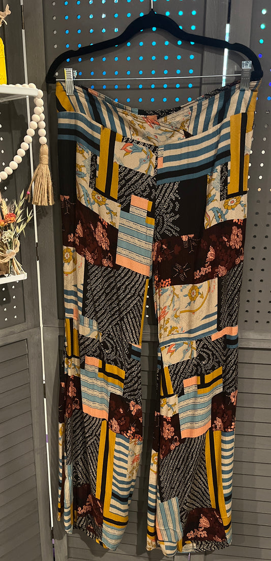 Free People Wide Leg Patchwork Pants