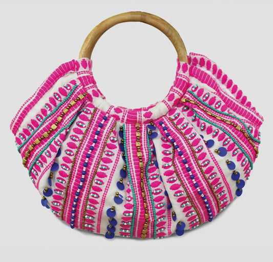 Wooden handle Satchel bag