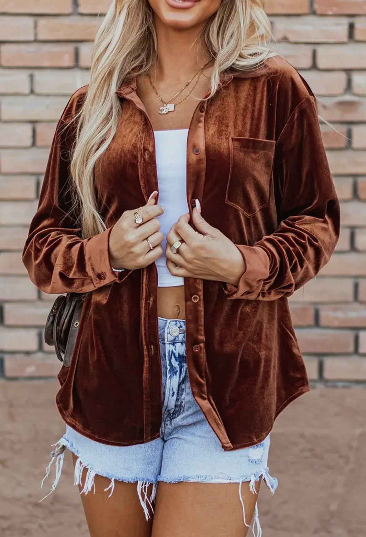 Velvet Button Up Shirt